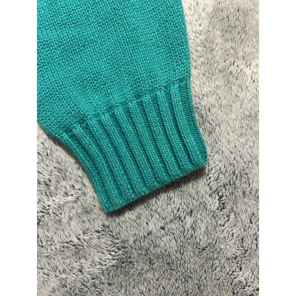 Chaps Men's XL Crewneck Sweater Teal Green 100% Cotton Embroidered Logo